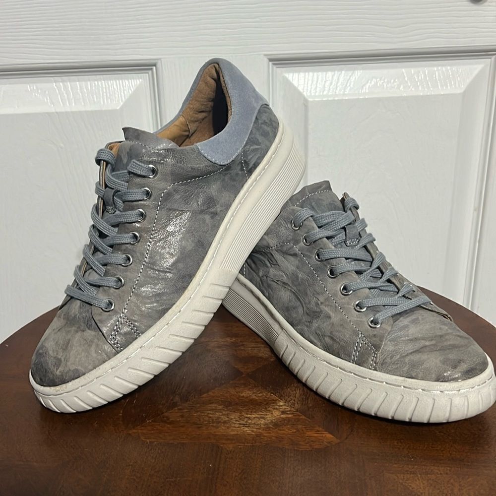 🔥 Sofft Parkyn Womens Sz 10M Shoe Gray Leather Lace Up Casual Sneaker - PERFECT